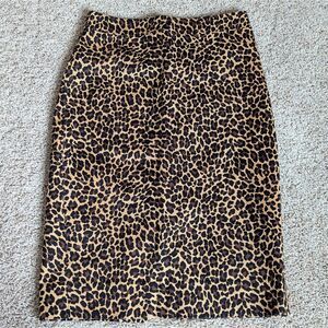 J. Crew Skirt Womens 0 Tan Multi Leopard Cotton Stretch Lined Straight